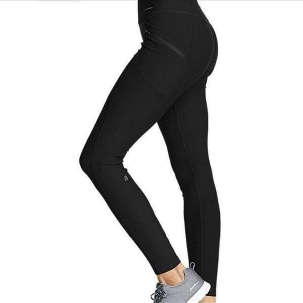 Eddie Bauer Black Trail Tight High-Waisted Leggings with Zippered Pockets-S